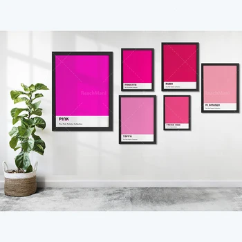 Цветная печать в розово-пурпурной палитре, печать цветными блоками, минималистичный розовый плакат, печать на холсте, настенная художественная картина в стиле гостиной
