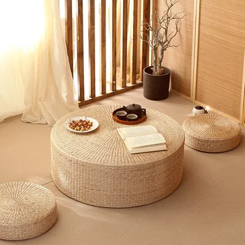 Подушка-футон с утолщенной соломой, коврик для медитации на коленях в домашних условиях, японская подушка для медитации на круглом сиденье татами