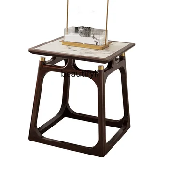 Приставной столик из дерева Угьен в новом китайском стиле, современная минималистичная каменная плита, угловой стол из массива дерева, светильник для роскошной гостиной