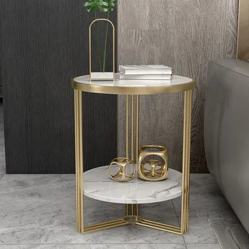 Золотой журнальный столик в гостиной Современная роскошь, приставной столик с эффектом мрамора премиум-класса, Эстетичная минималистичная мебель Mesa De Centro